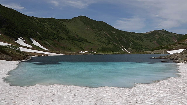 堪察加半岛上的山脉和蓝湖。俄罗斯远东地区视频下载