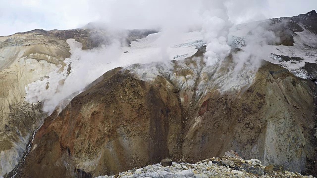 活火山火山口:热场、喷气口、温泉视频素材