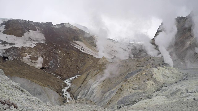 活火山火山口:热气、喷气口、温泉视频素材