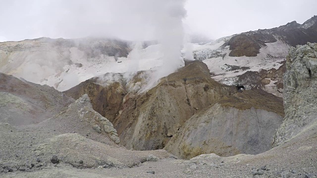 活火山火山口:温泉、喷气口、热场视频下载