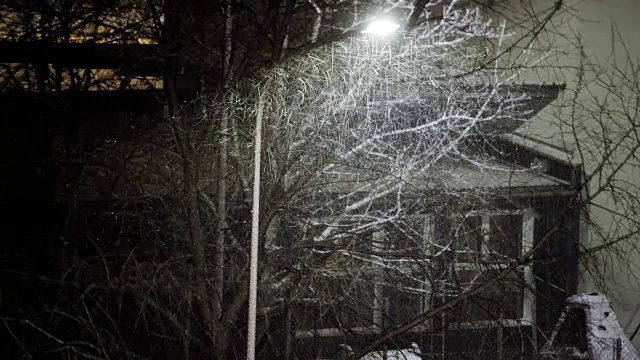 时间流逝:晚上的暴风雪视频素材