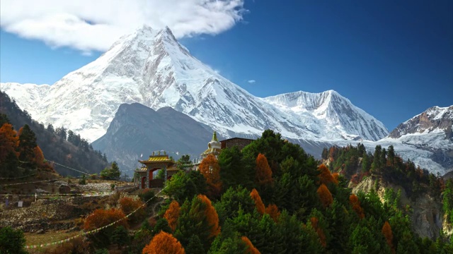 喜马拉雅山脉的风景。间隔拍摄。视频素材