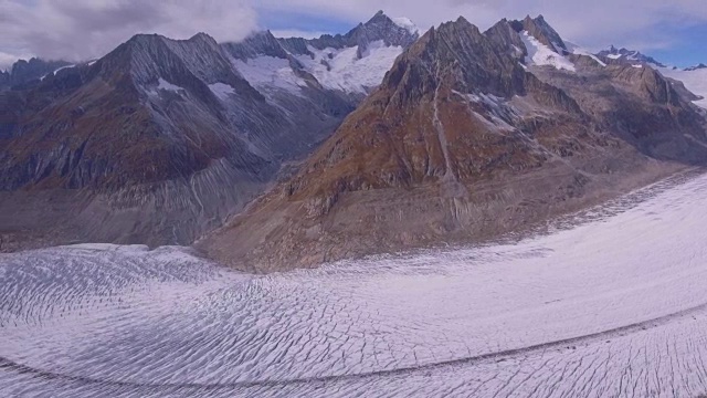 阿莱奇冰川的横向全景-瓦来，瑞士视频素材