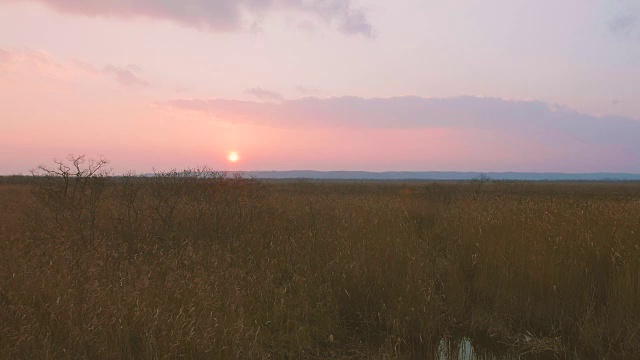 日本北海道钏路Shitsugen国家公园日落，4K拍摄视频素材