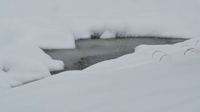 溪水上的雪视频素材