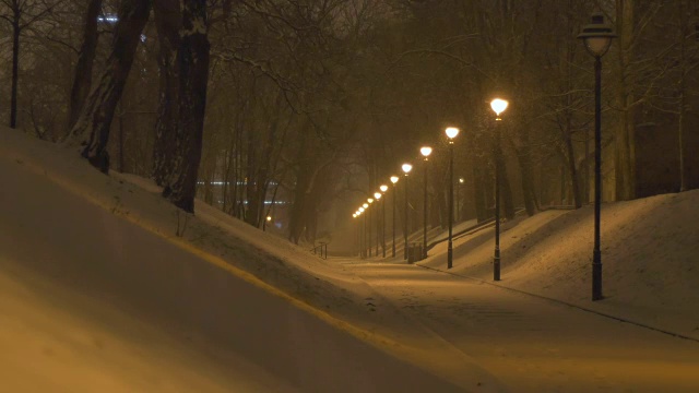 晚上下雪巷视频素材