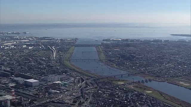 日本江户河畔的空中摄影视频素材