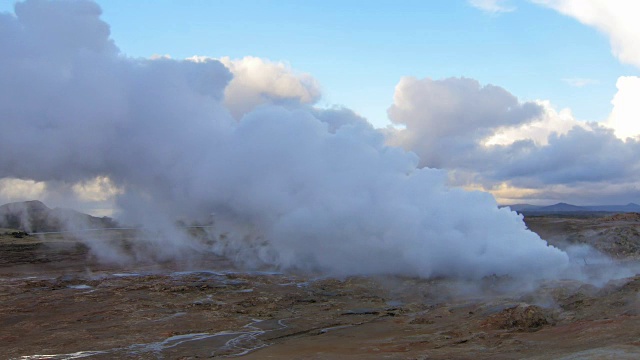 位于冰岛雷克雅内斯半岛的地热区Gunnuhver，火星景观视频素材