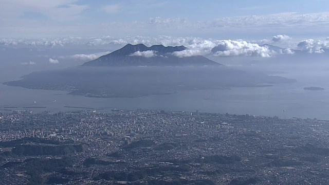 AERIAL，樱岛，鹿儿岛，日本视频素材