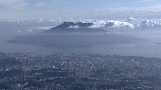 AERIAL，樱岛，鹿儿岛，日本视频素材