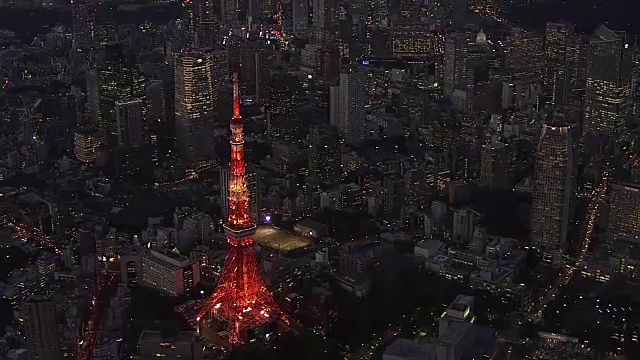 日本富士山和东京塔，东京夜景视频素材