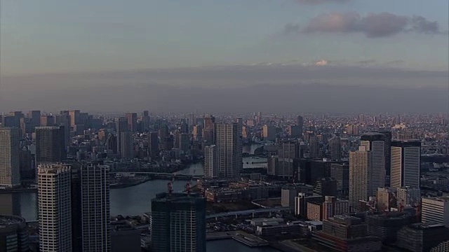 空中，东京天际线黄昏，日本视频素材