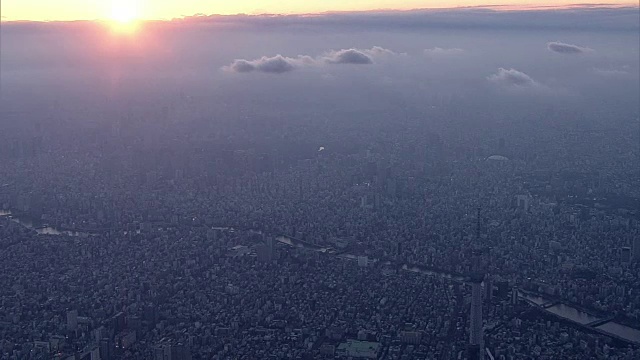 空中，东京天际线黄昏，日本视频素材