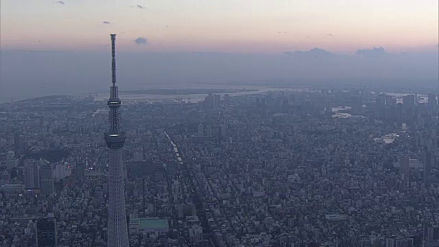 空中，东京天空树的黄昏，日本视频素材