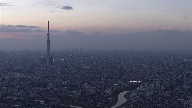 空中，东京天空树的黄昏，日本视频素材