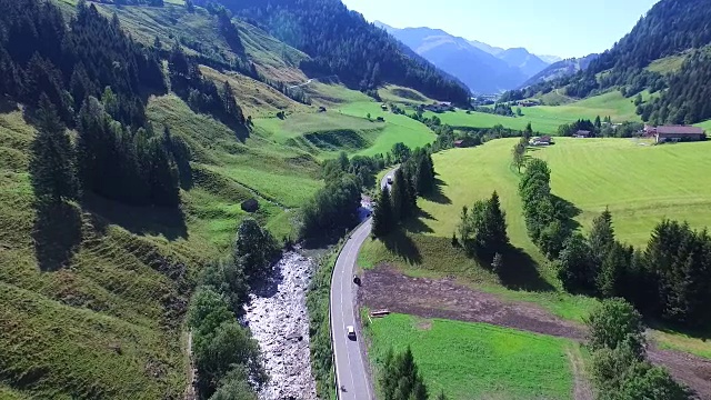 河流，阿尔卑斯山，空中风景，冰川。视频素材