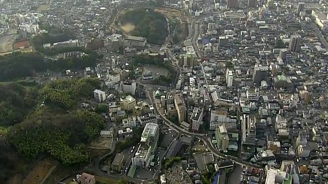 日本爱姬温泉，高空，渡戈温泉视频素材