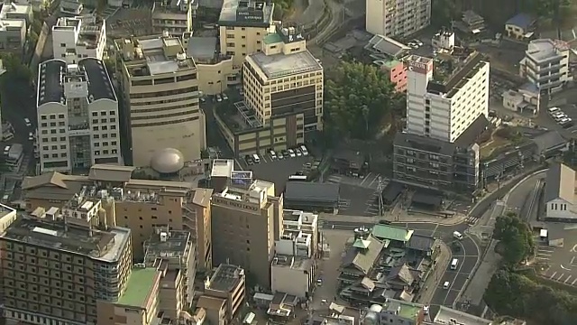 日本爱姬温泉，高空，渡戈温泉视频素材