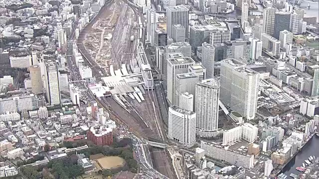 日本东京品川站周围的航空视频素材