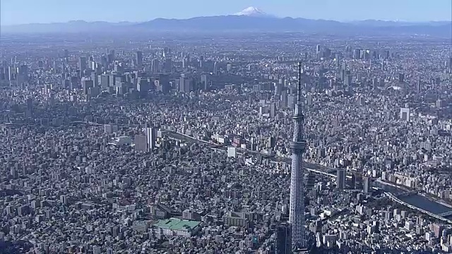 东京天空树，日本富士山视频素材