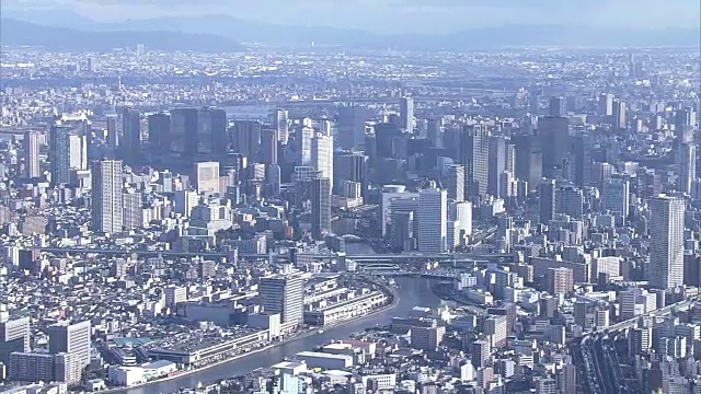 大阪天际线，日本视频素材