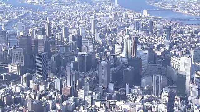 日本大阪市中心的空中视频素材