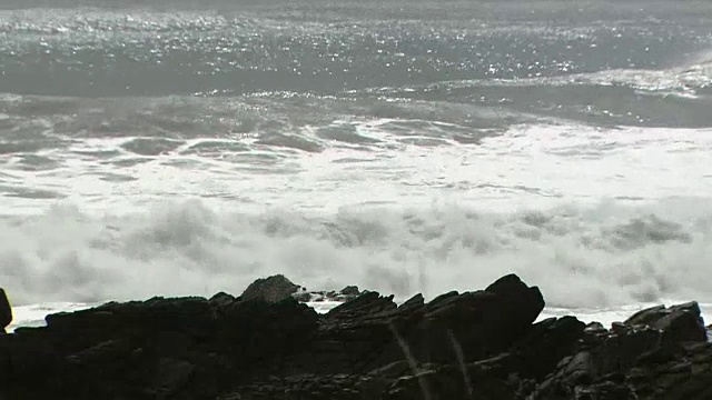 愤怒的海浪抵岸，鹿儿岛，日本视频素材