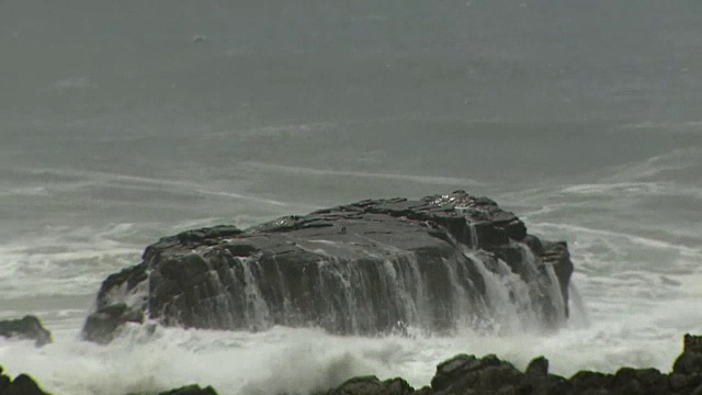 愤怒的海浪冲击岩石，鹿儿岛，日本视频素材