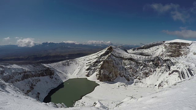 堪察加半岛上的戈雷活火山的火山口和火山口湖视频素材