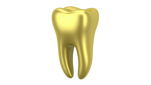 金色的人类牙齿环在白色背景上旋转视频下载