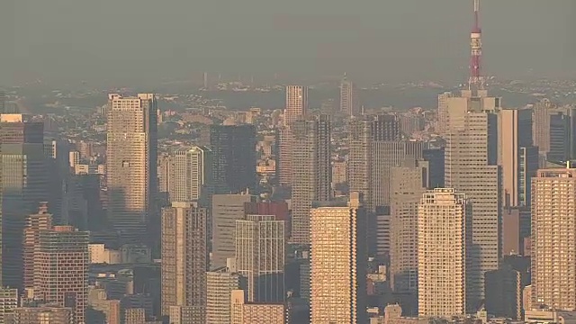 空中拍摄，东京市中心晨光，日本视频素材