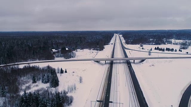 爱沙尼亚雪道的航拍照片视频素材