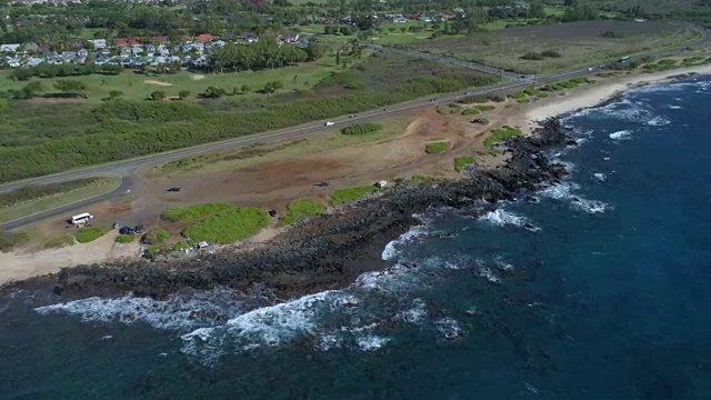 夏威夷瓦胡岛海岸火山岩的航拍视频视频素材