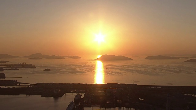 高空，濑户大桥与夕阳，日本视频素材