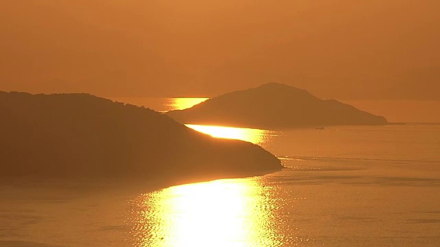 高空，濑户大桥与夕阳，日本视频素材