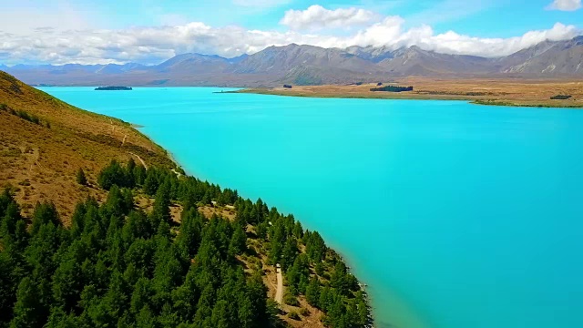 鸟瞰图美丽的特卡波湖，新西兰视频素材