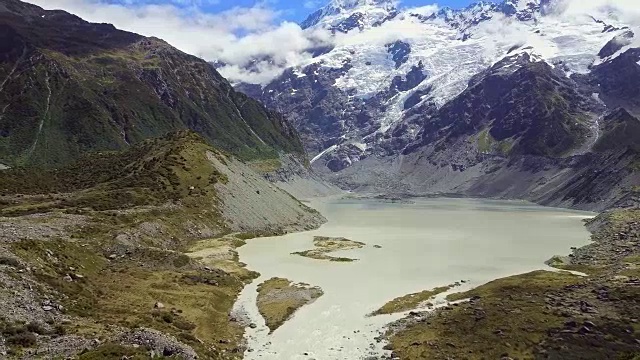 新西兰南岛库克山国家公园的美丽景色和冰川视频素材