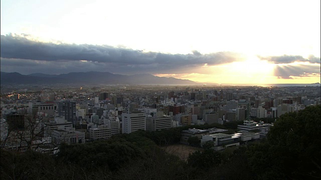 松山市天际线，爱媛，日本视频素材