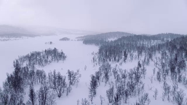 在暴风雪中飞过冰冻地带视频素材