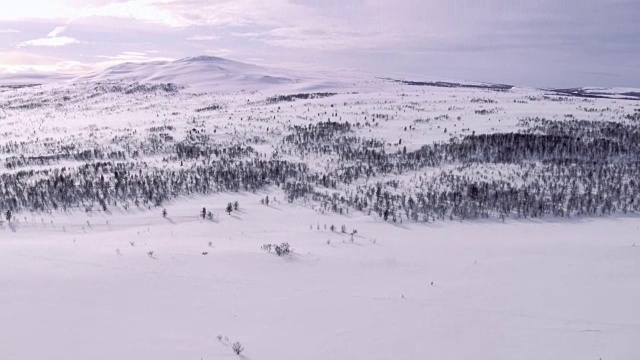 滑雪者在雪地里徒步旅行视频素材