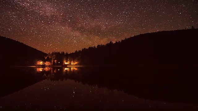 美丽的夜空映在湖面上视频素材