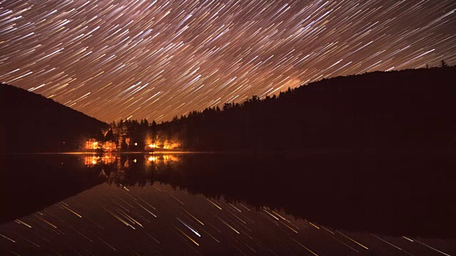 美丽的夜空映在湖面上视频素材