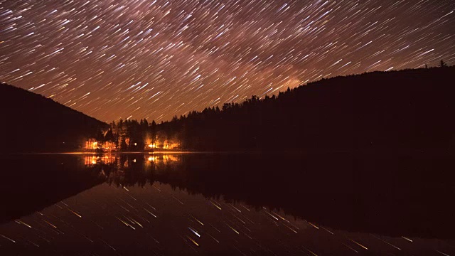 美丽的夜空映在湖面上视频素材