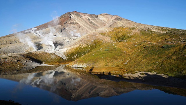 Daisetsuzan国家公园。朝霞山高平原上的“Sugatami Pond”视频素材