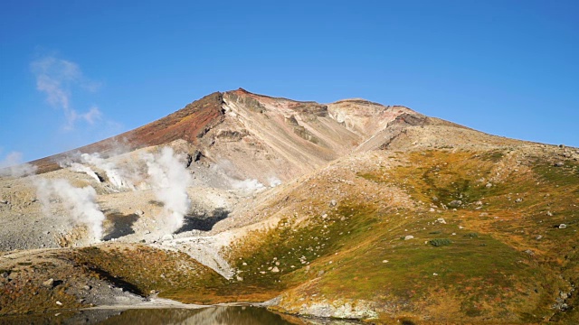 Daisetsuzan国家公园。朝霞山高平原上的“Sugatami Pond”视频素材