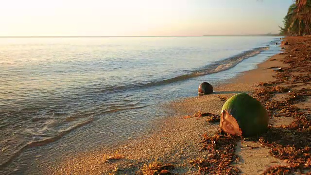 海浪涌向海滩视频素材