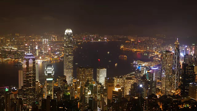 香港市区夜景，从山顶眺望视频素材