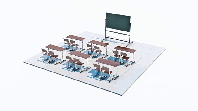 教室。3 d渲染视频素材