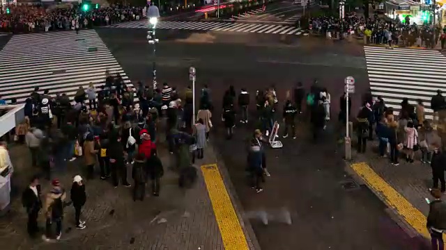 涉谷十字路口的人群和交通在4K时间间隔内视频素材