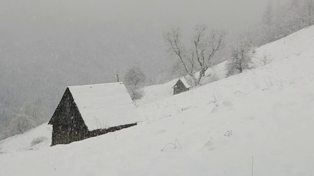 特兰西瓦尼亚冬季降雪视频素材